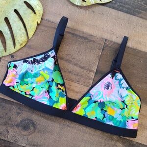 Parade Floral Multicolor Bikini Top Size Large